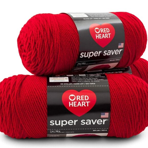 RED HEART Super Saver 3-Pack yarn, CHERRY RED 3 Pack - Picture 1 of 3